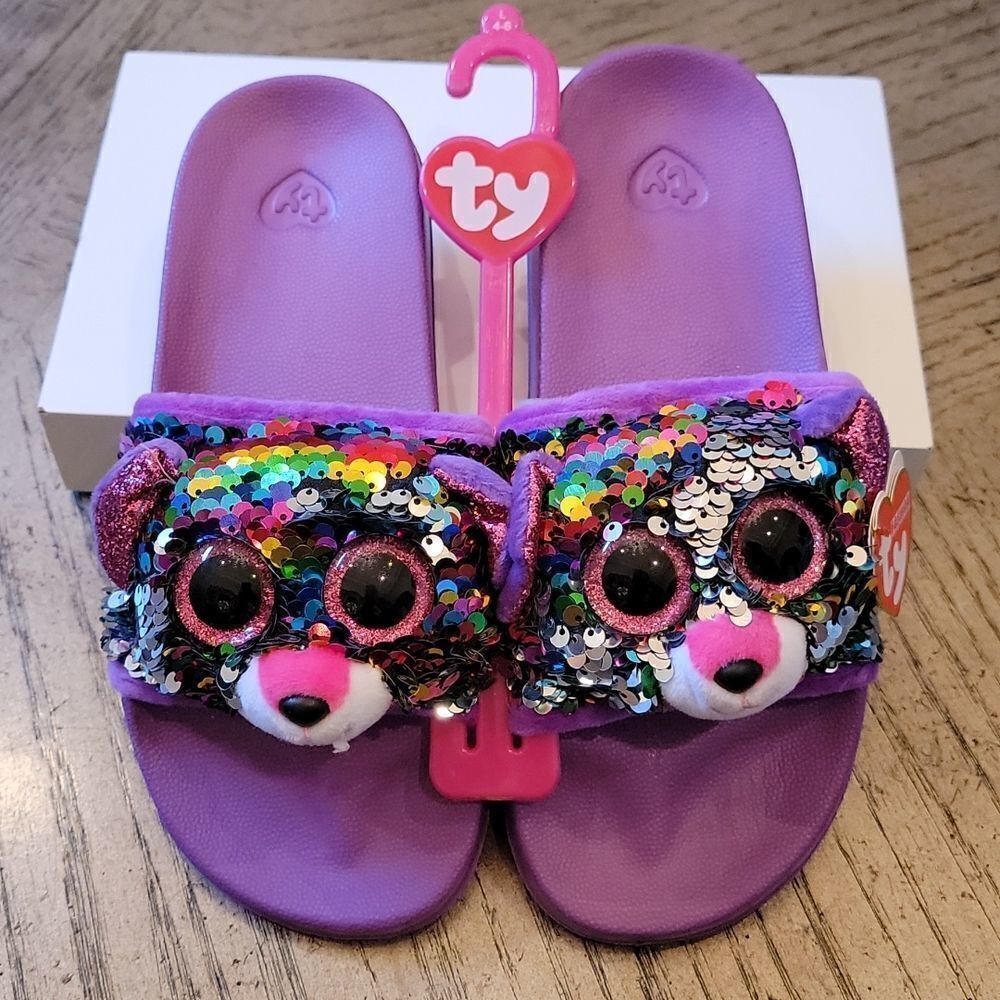 Ty girls sequin slippers size 4-6 💕💜